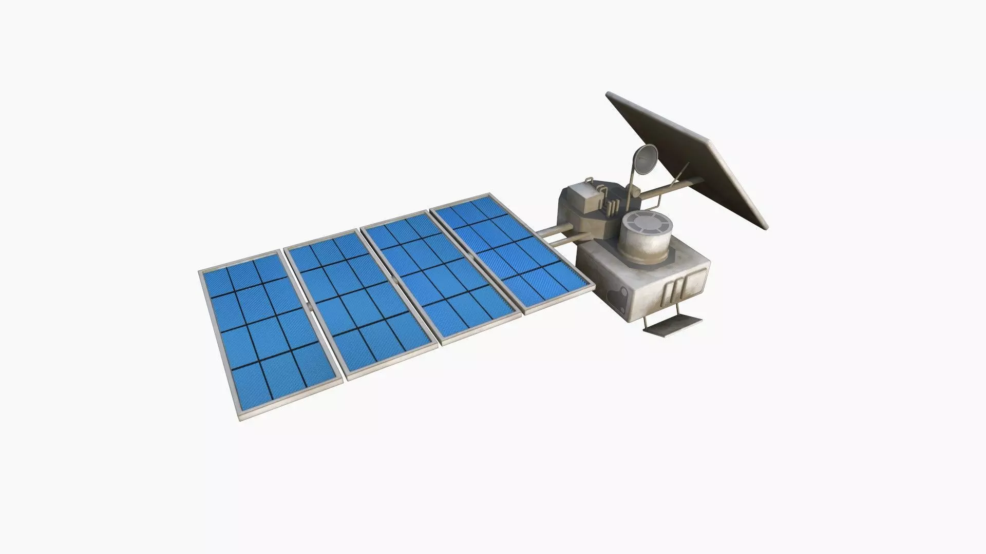 Satellite J07 Dirty Blue - SciFi Space Design Low-poly 3D model_0