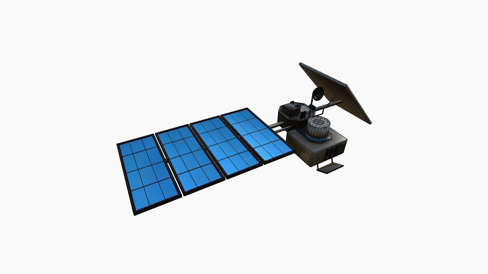 Satellite J05 Steel Blue - SciFi Space Design Low-poly 3D model_6