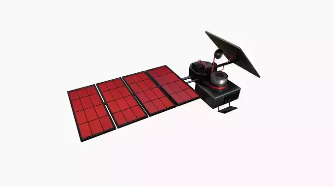 Satellite J04 Steel Red - SciFi Space Design Low-poly 3D model