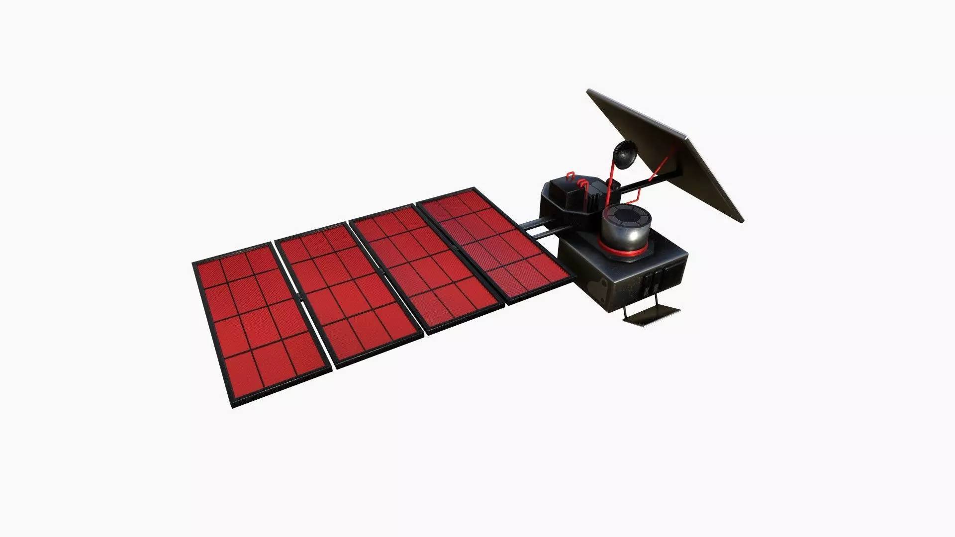 Satellite J04 Steel Red - SciFi Space Design Low-poly 3D model_0