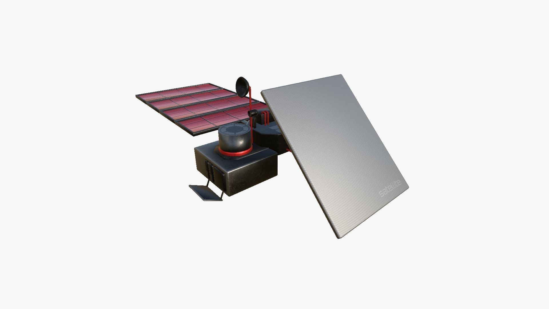 Satellite J04 Steel Red - SciFi Space Design Low-poly 3D model_2