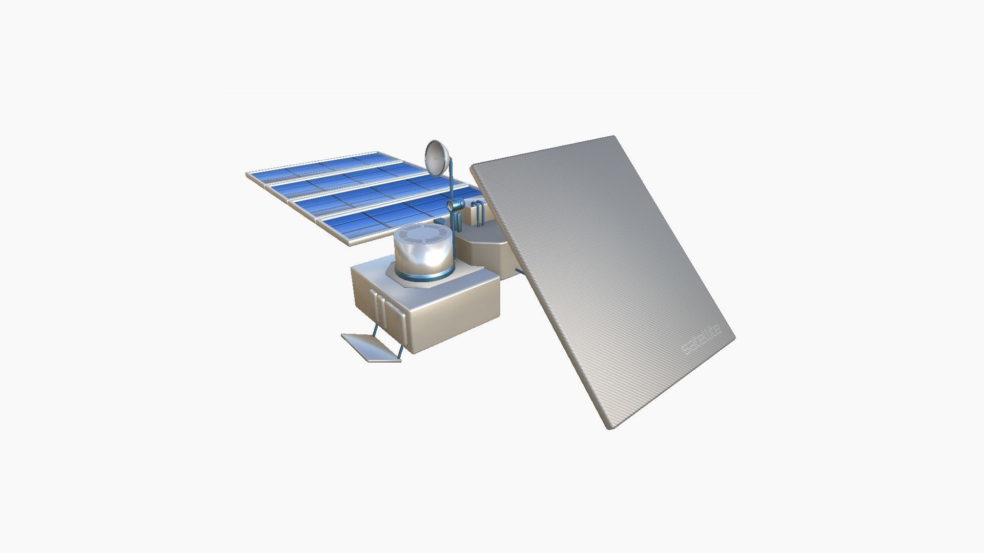Satellite J03 White Blue - SciFi Space Design Low-poly 3D model_2