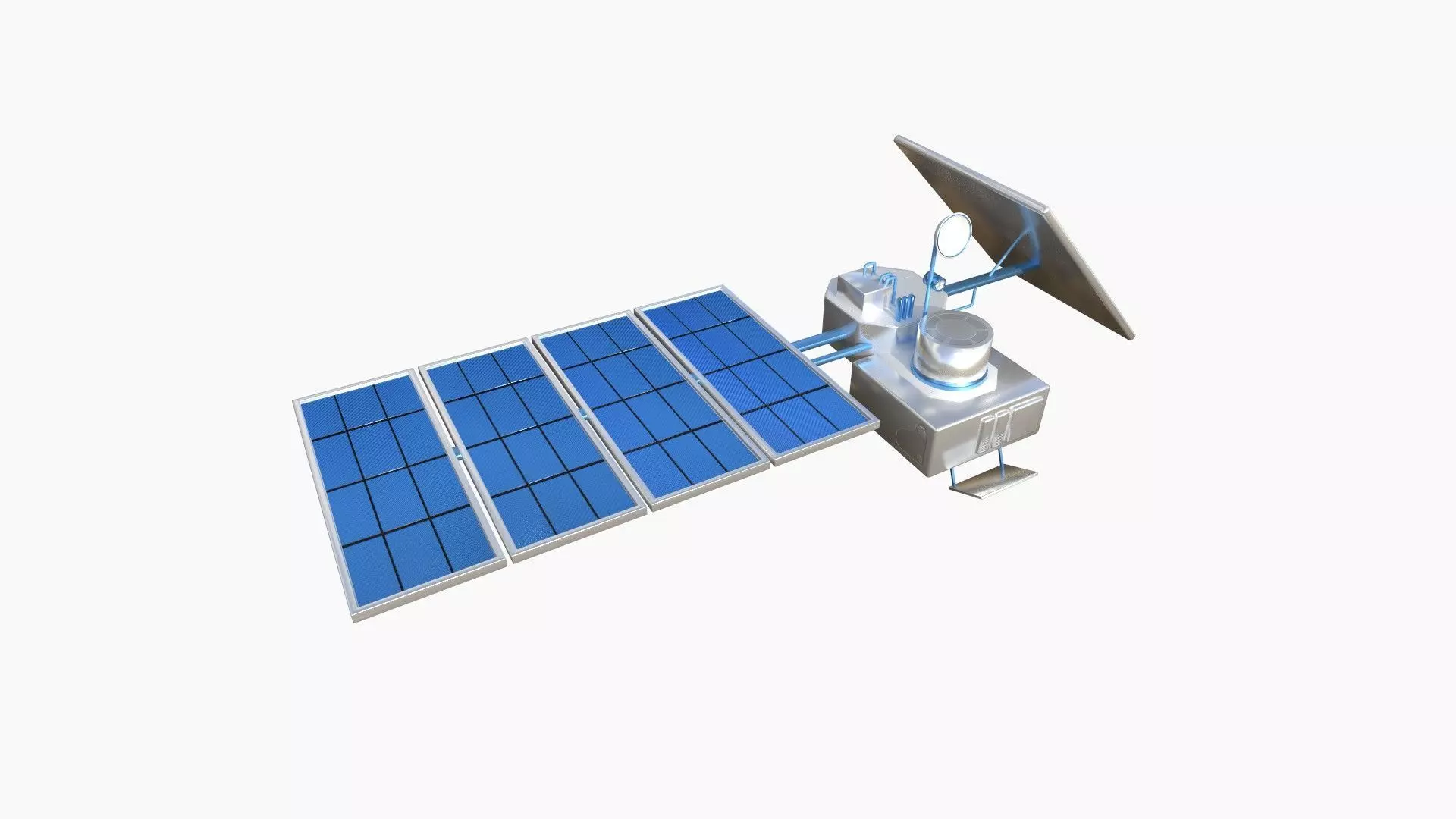 Satellite J03 White Blue - SciFi Space Design Low-poly 3D model_0