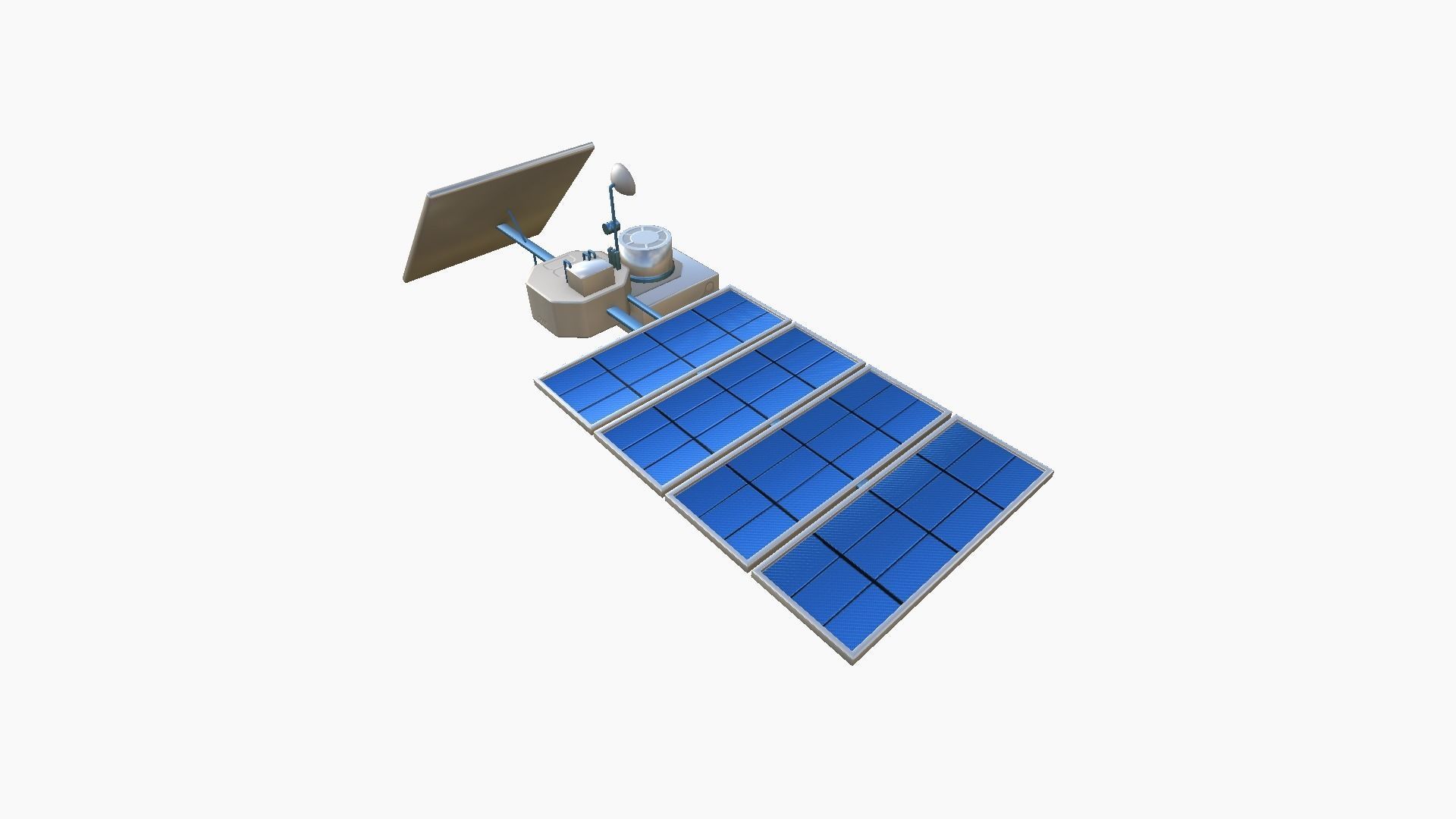Satellite J03 White Blue - SciFi Space Design Low-poly 3D model_3