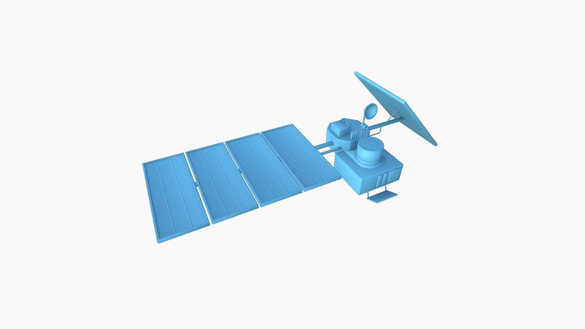 Satellite J03 White Blue - SciFi Space Design Low-poly 3D model_8