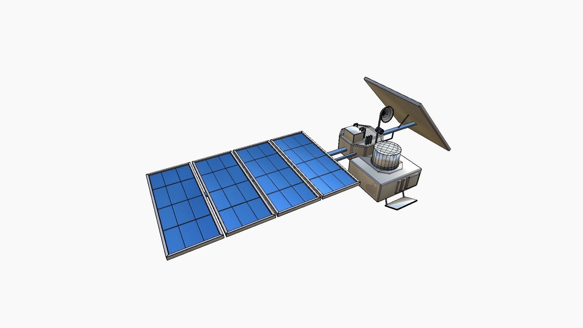 Satellite J03 White Blue - SciFi Space Design Low-poly 3D model_6