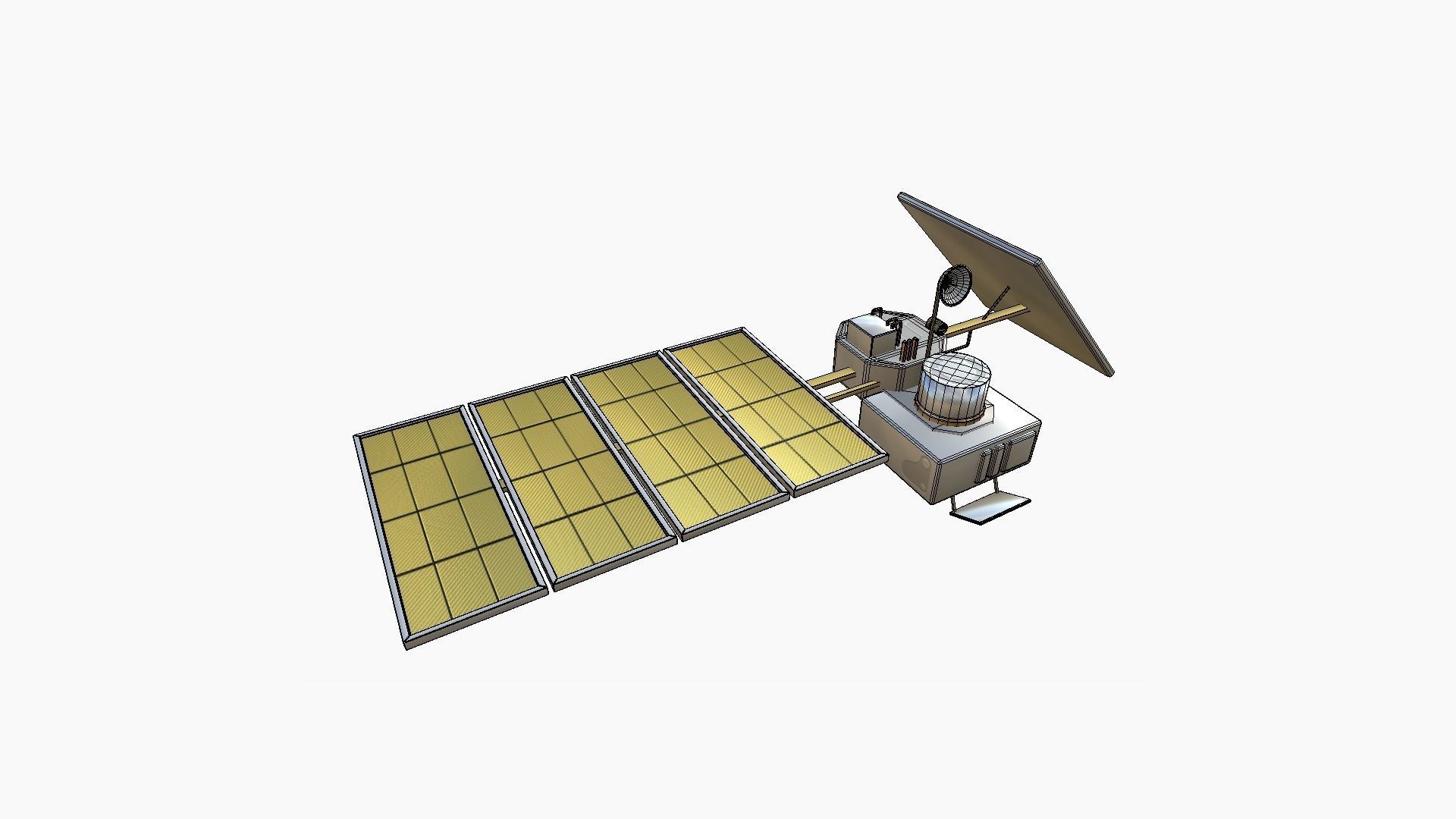 Satellite J02 White Gold - SciFi Space Design Low-poly 3D model_6