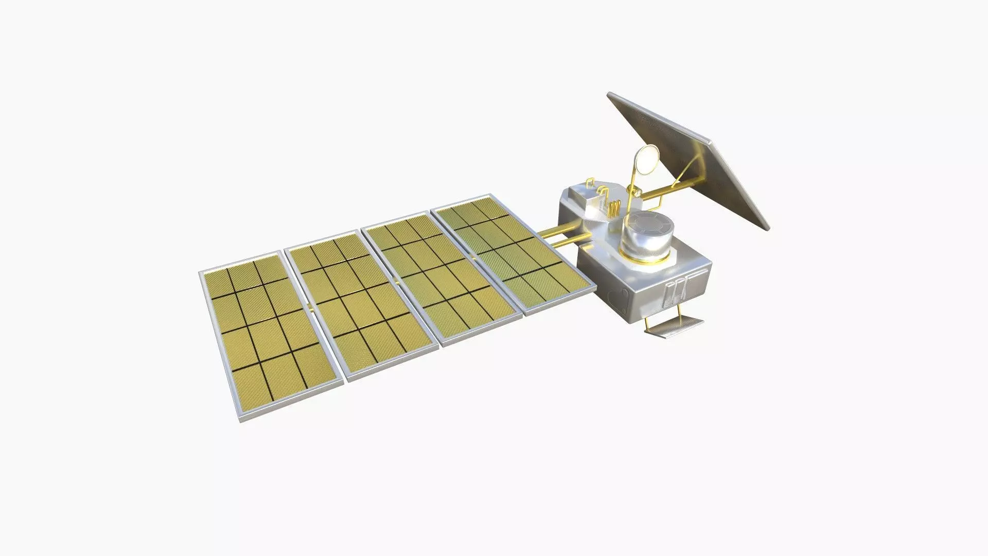 Satellite J02 White Gold - SciFi Space Design Low-poly 3D model_0