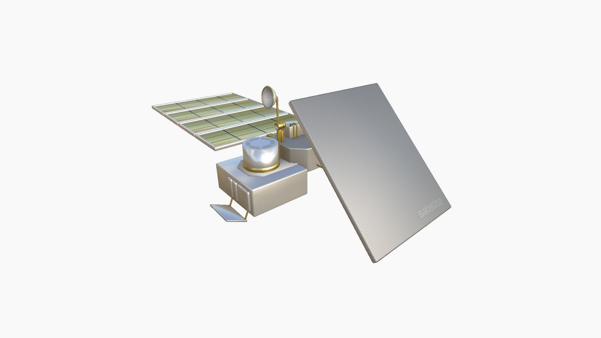 Satellite J02 White Gold - SciFi Space Design Low-poly 3D model_2