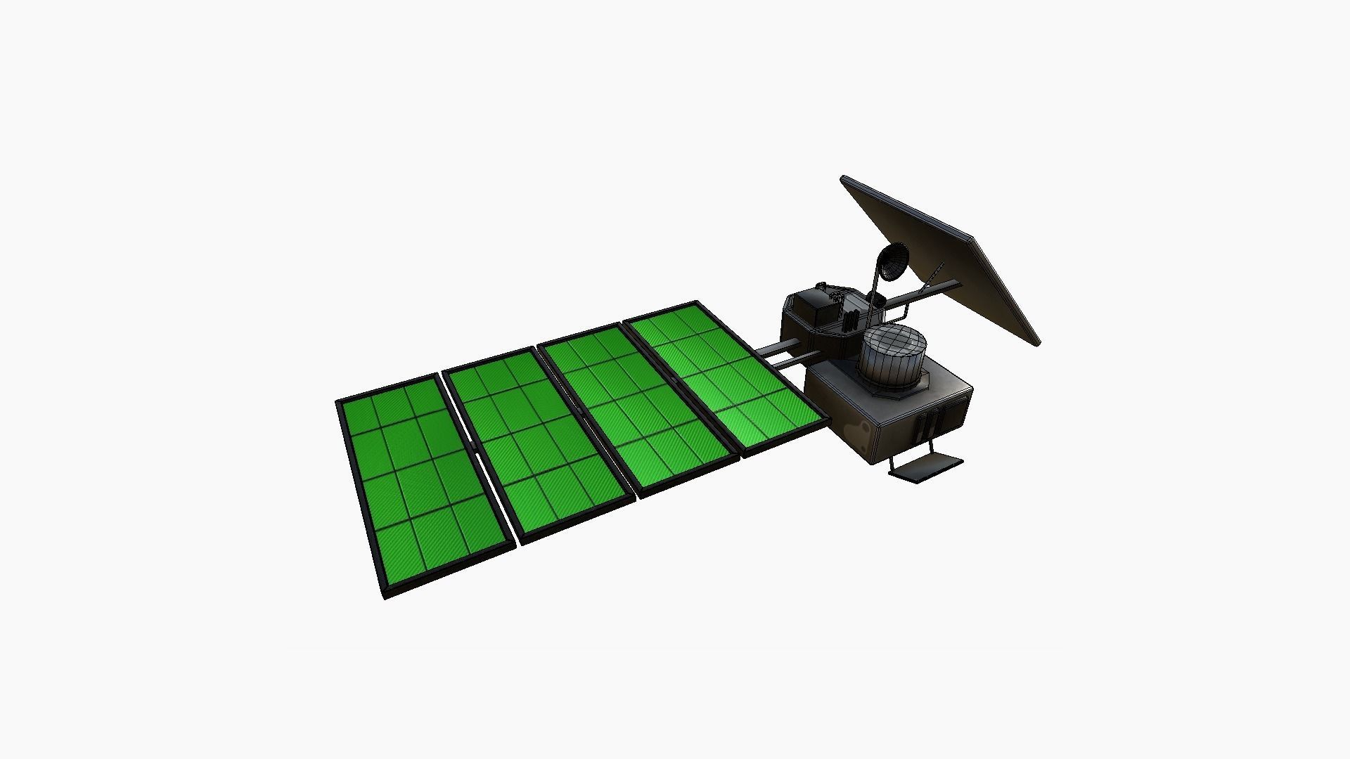 Satellite J01 Steel Green - SciFi Space Design Low-poly 3D model_6