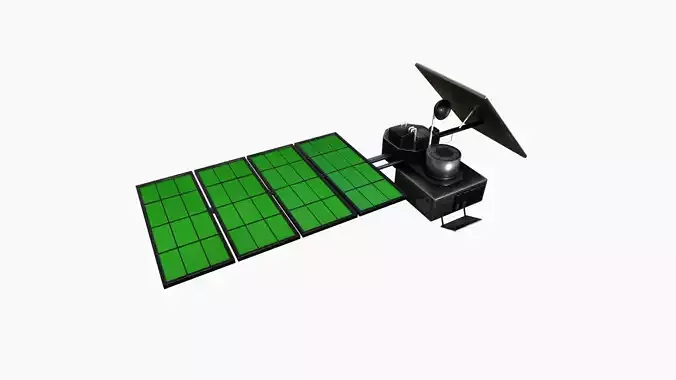 Satellite J01 Steel Green - SciFi Space Design Low-poly 3D model