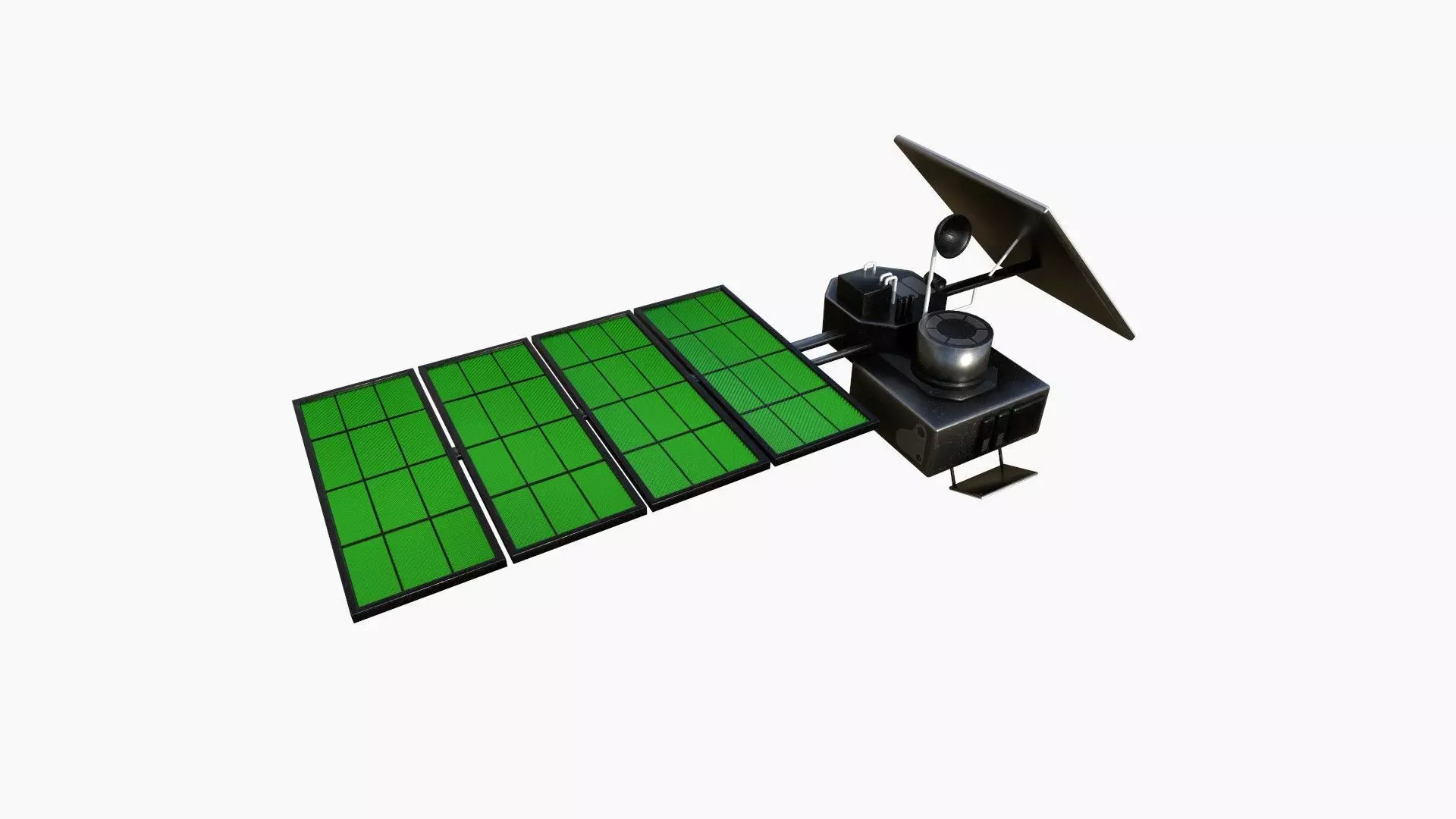 Satellite J01 Steel Green - SciFi Space Design Low-poly 3D model_0