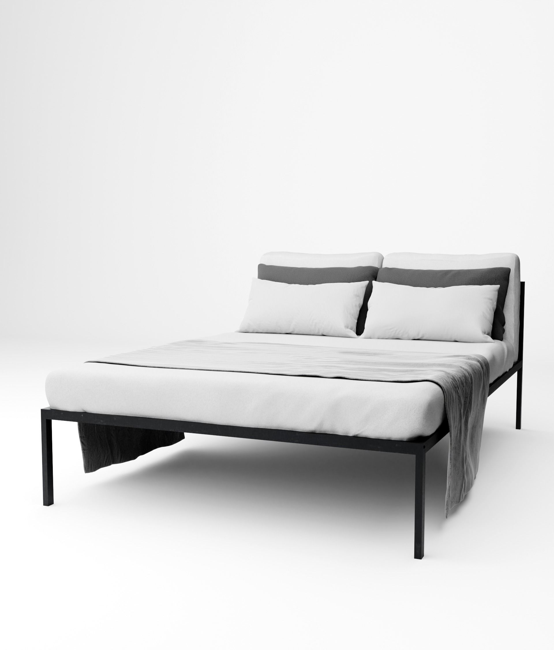 Modern bed 3D model_2