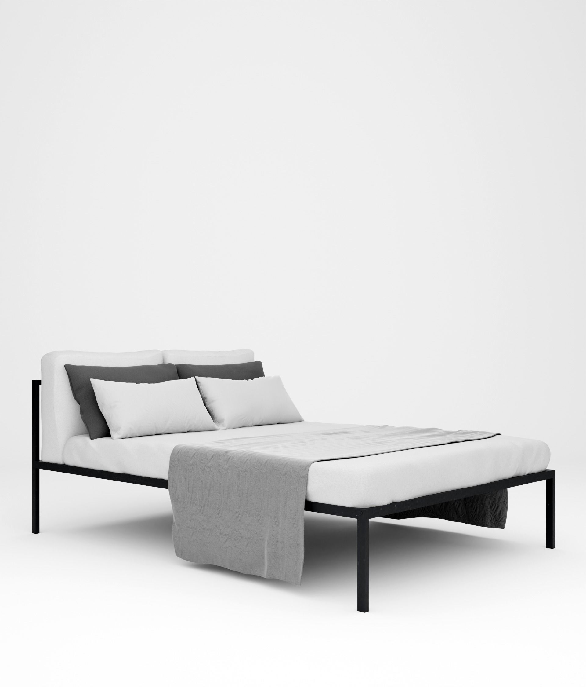 Modern bed 3D model_3