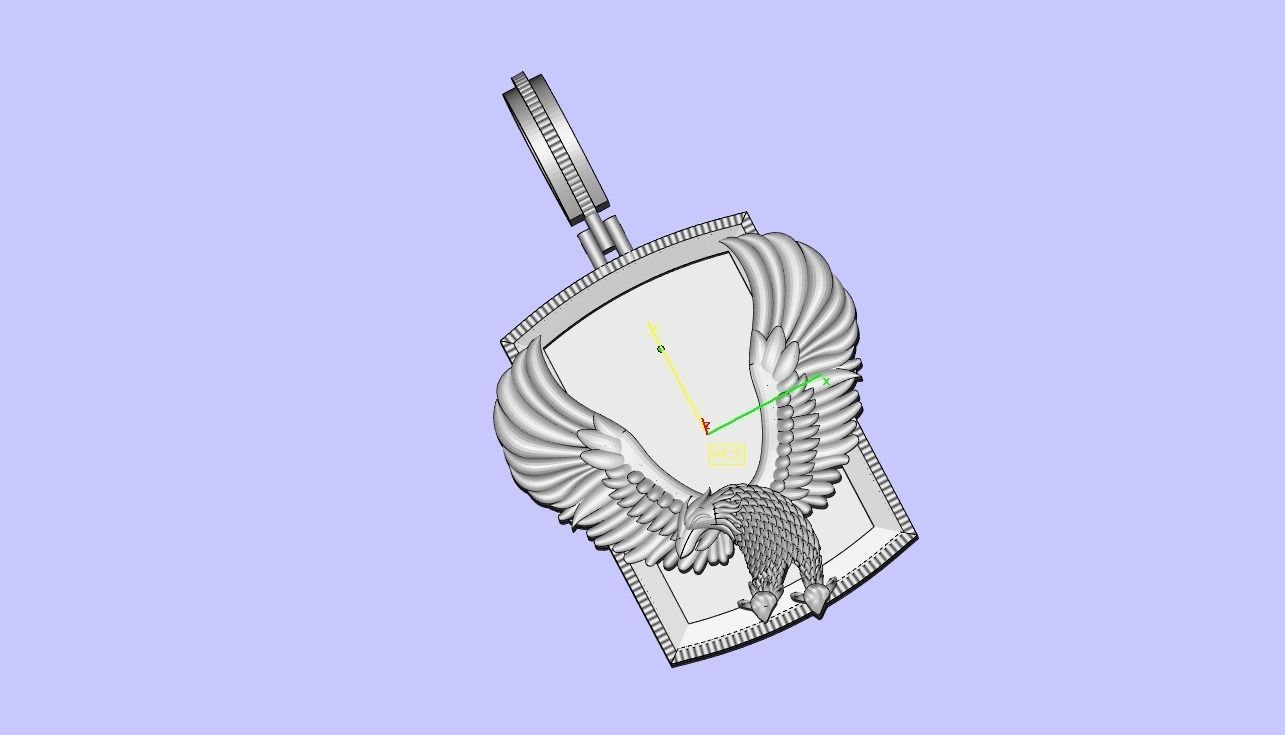 Eagle silver  pendent  3D print model_5