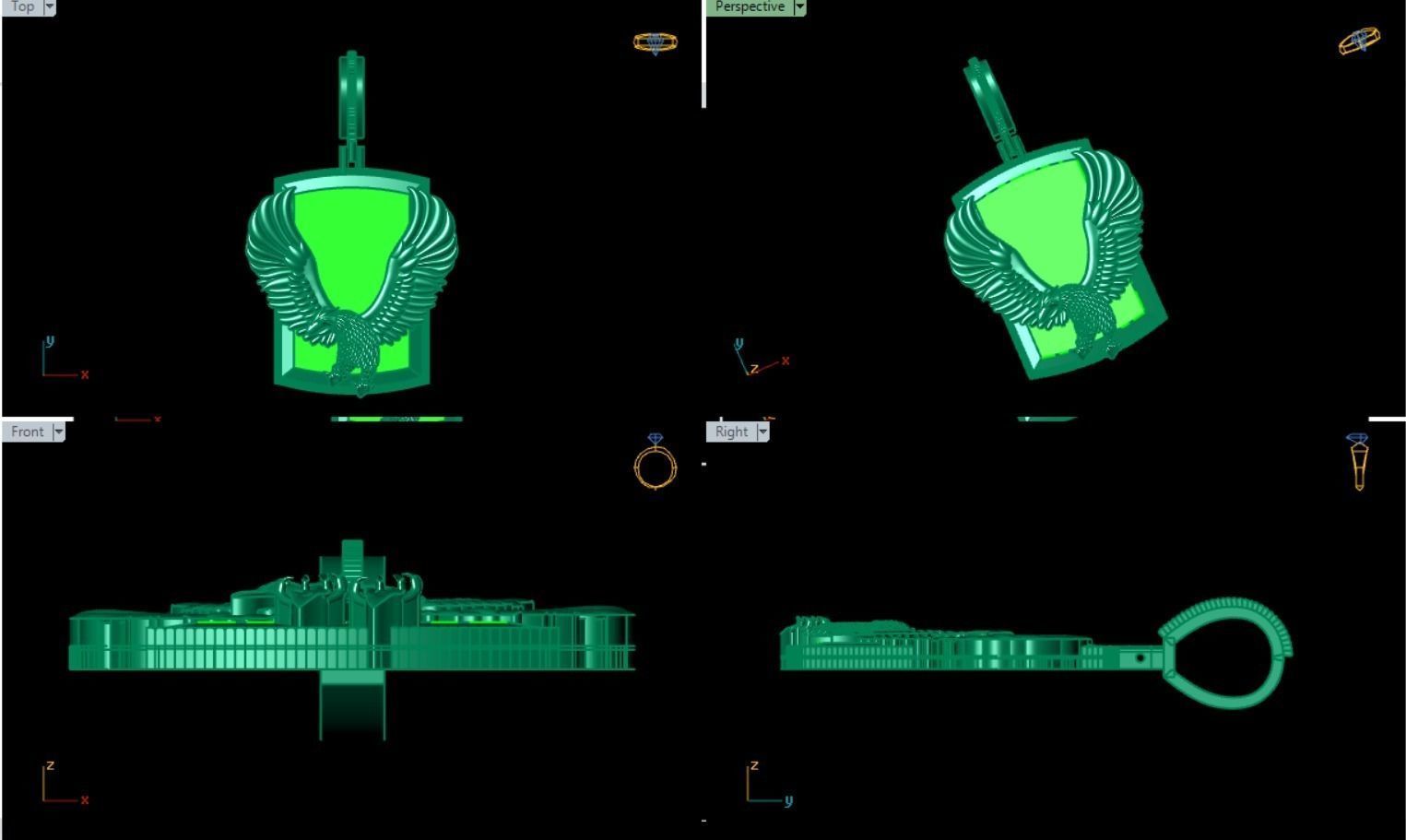 Eagle silver  pendent  3D print model_4