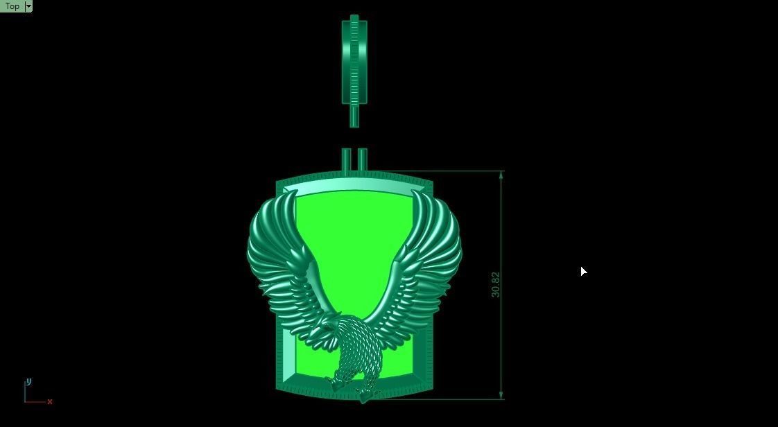 Eagle silver  pendent  3D print model_3