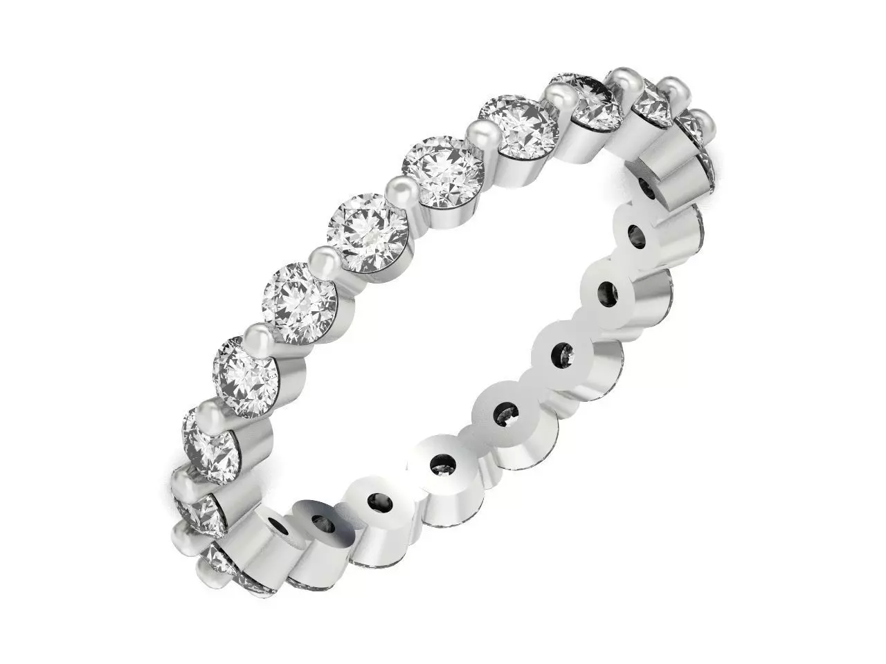 Eternity Ring Single Prong Round Diamond 3D print model_0