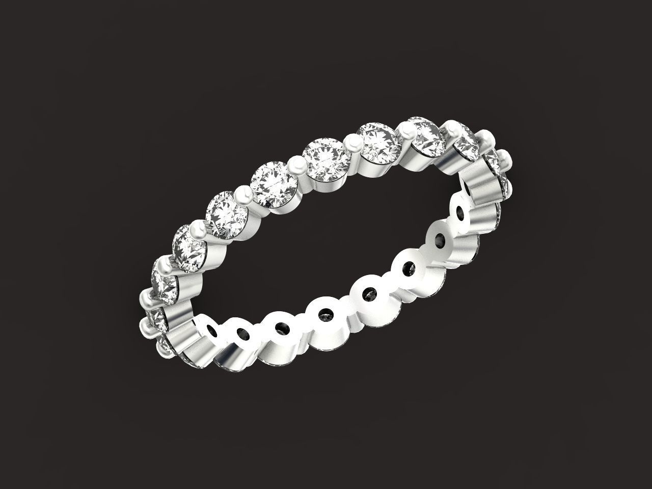 Eternity Ring Single Prong Round Diamond 3D print model_13