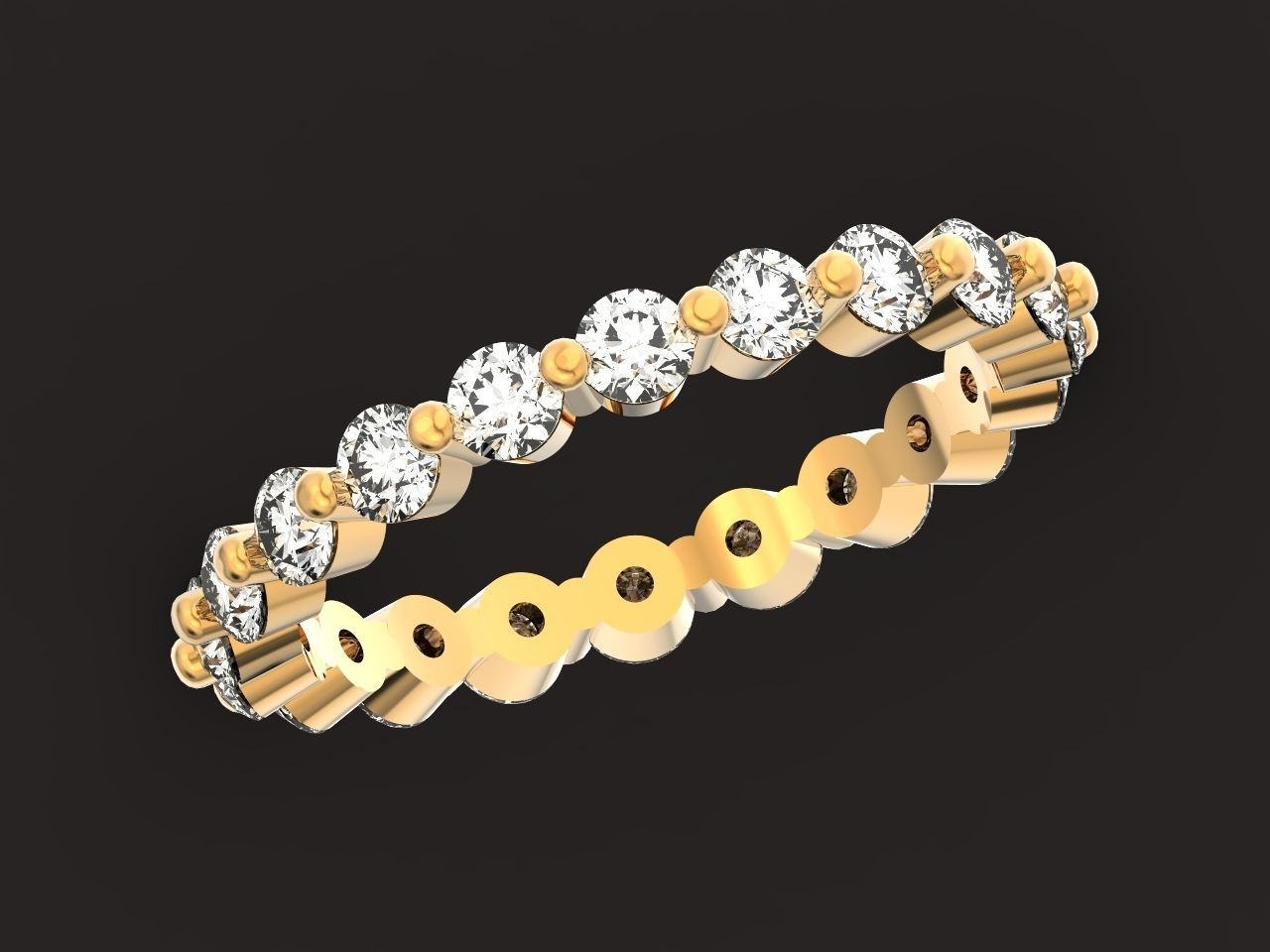 Eternity Ring Single Prong Round Diamond 3D print model_42