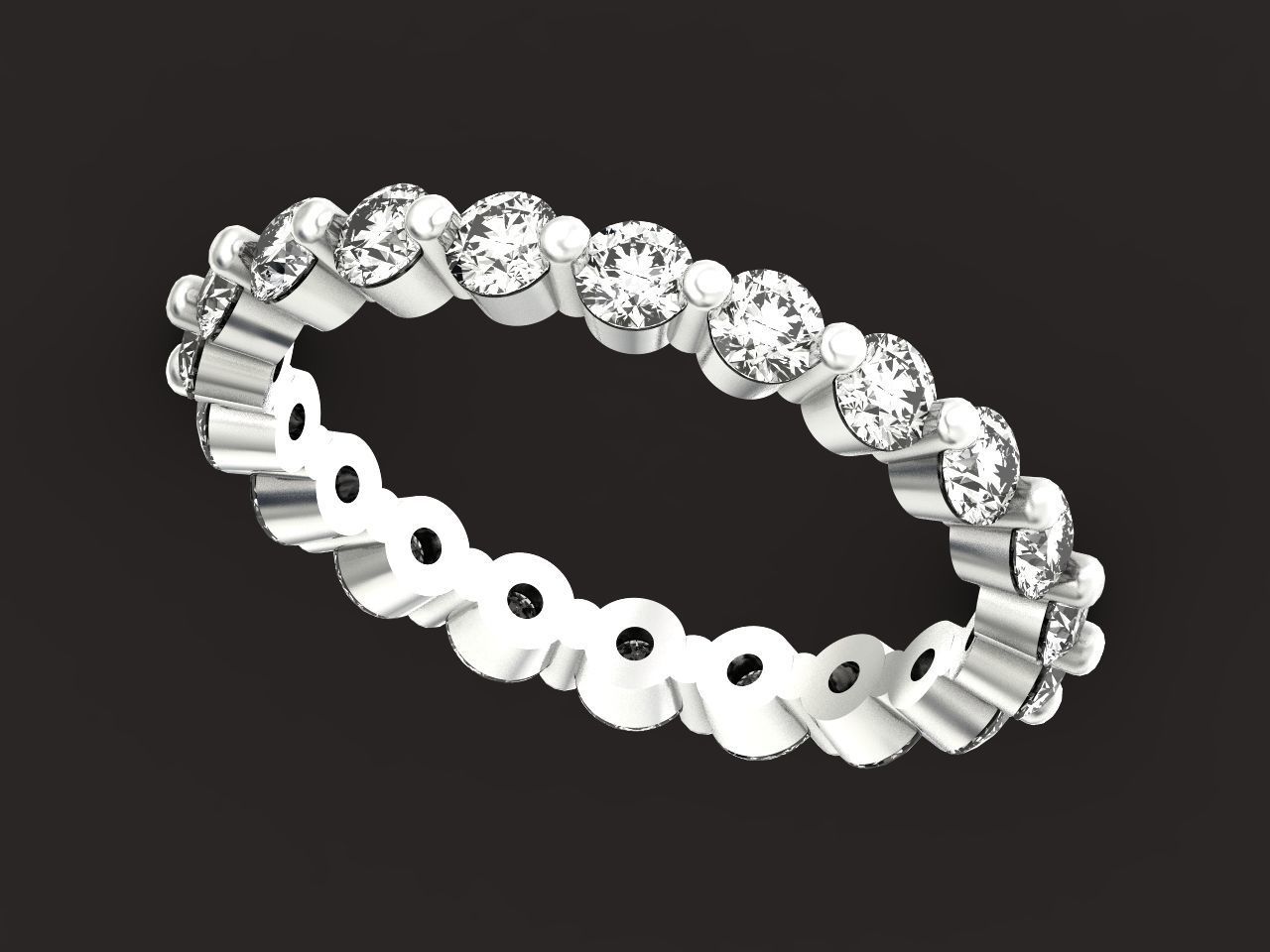 Eternity Ring Single Prong Round Diamond 3D print model_24