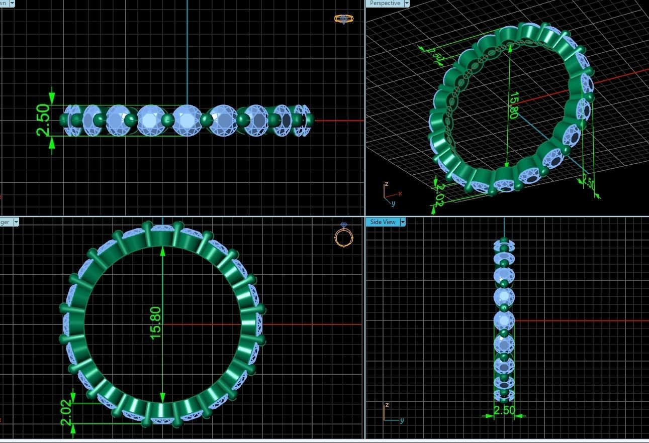 Eternity Ring Single Prong Round Diamond 3D print model_4