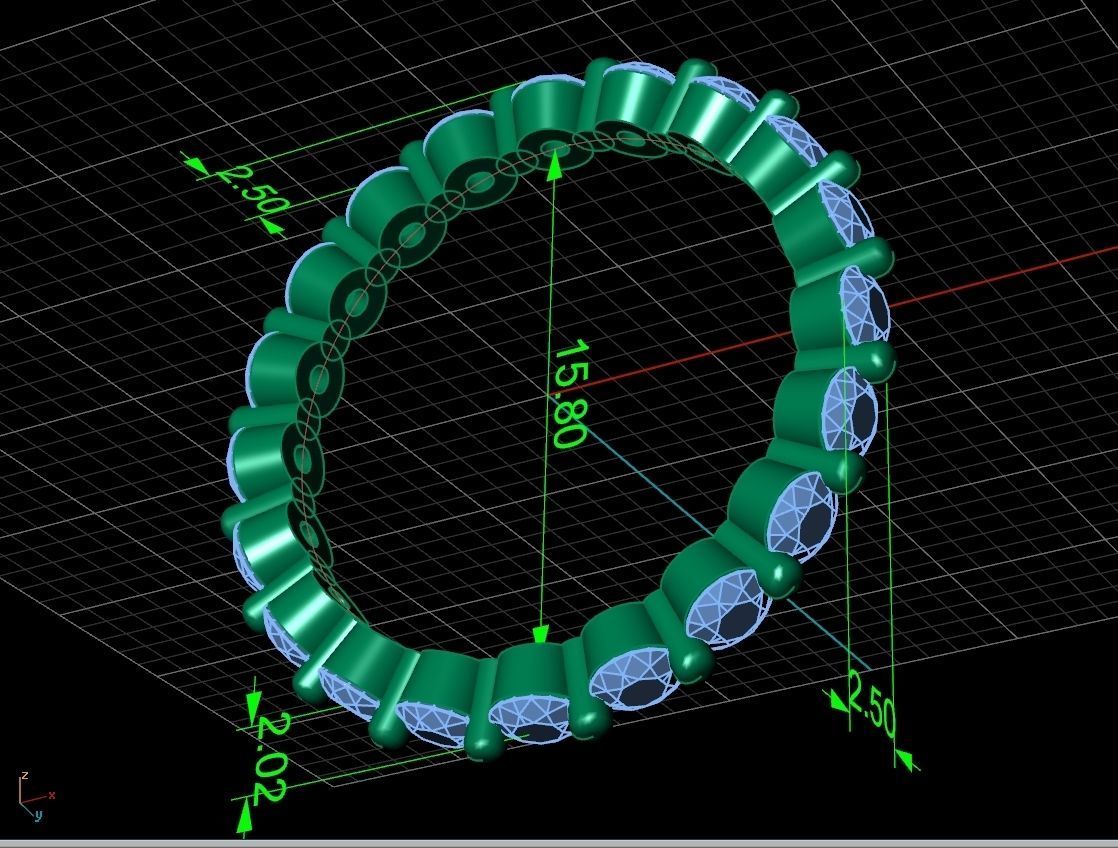 Eternity Ring Single Prong Round Diamond 3D print model_11
