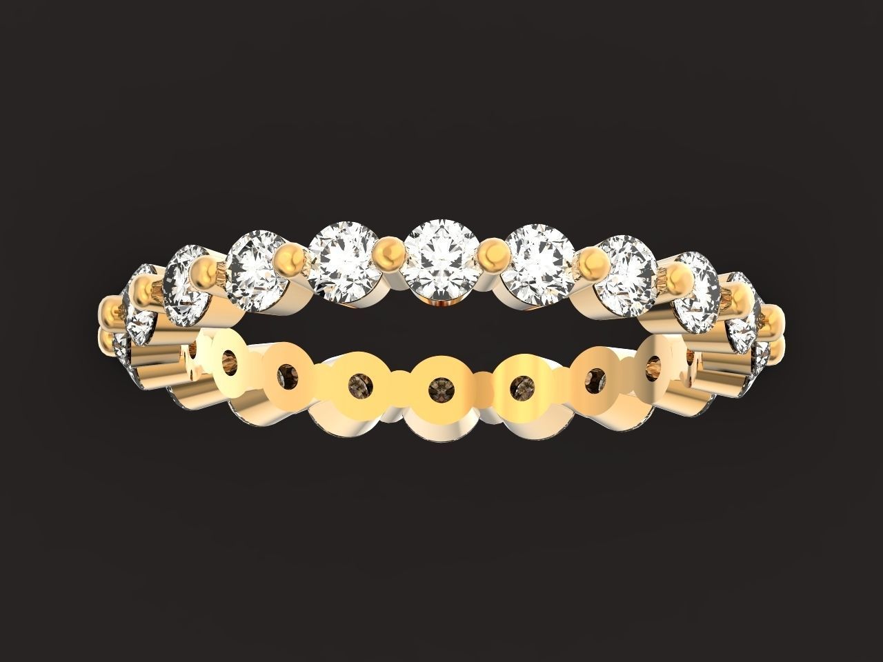 Eternity Ring Single Prong Round Diamond 3D print model_36