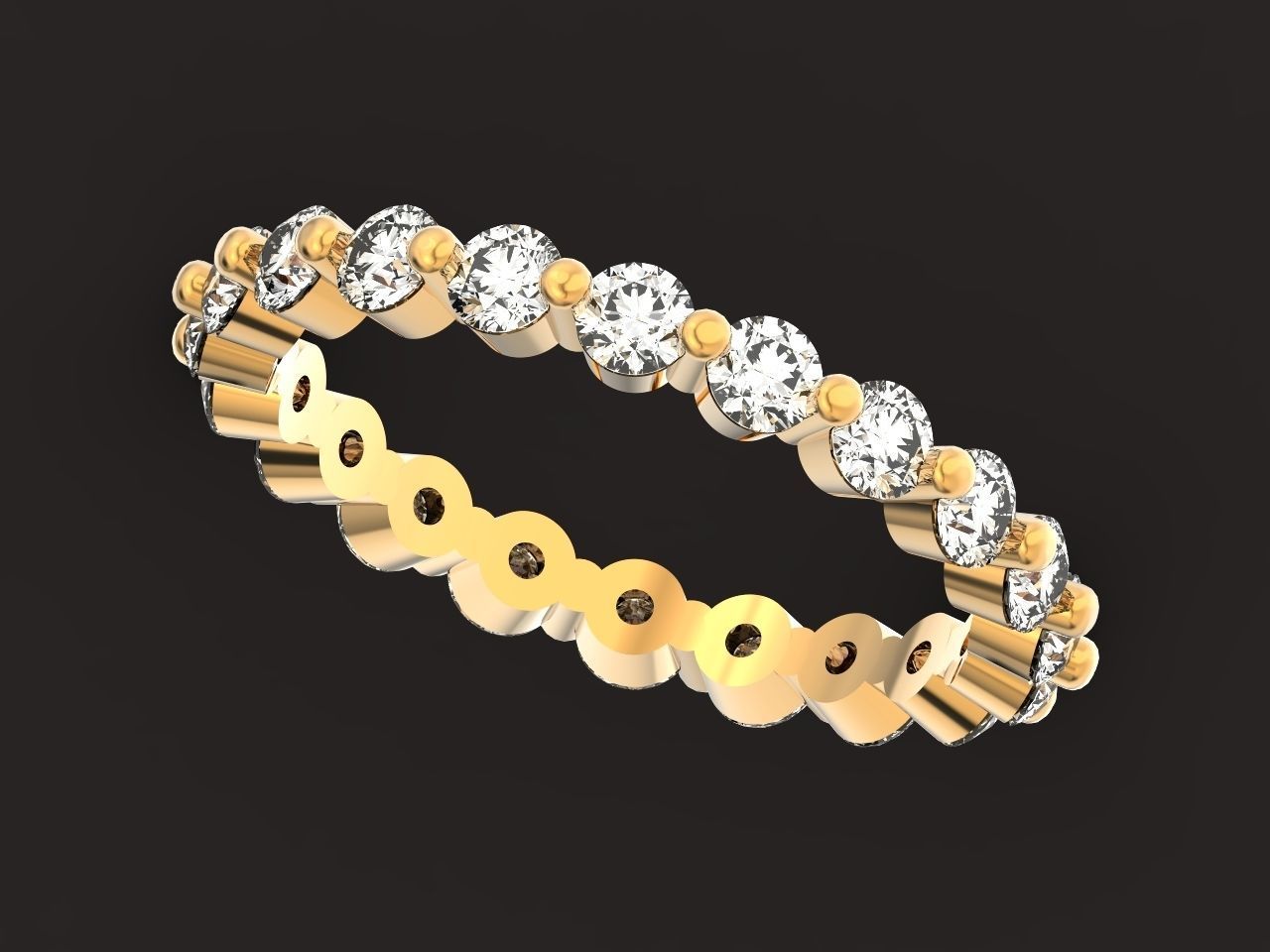 Eternity Ring Single Prong Round Diamond 3D print model_35