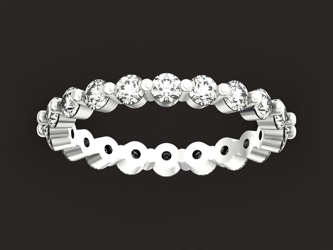 Eternity Ring Single Prong Round Diamond 3D print model_27