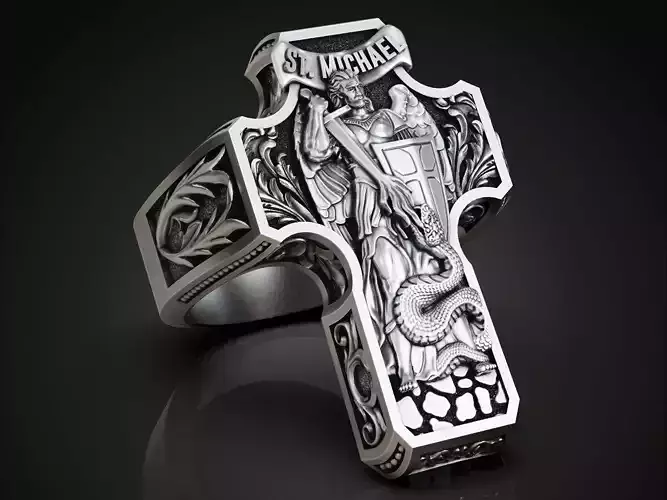 Saint Archangel Michael Mexico city Cross Ring 3D print model