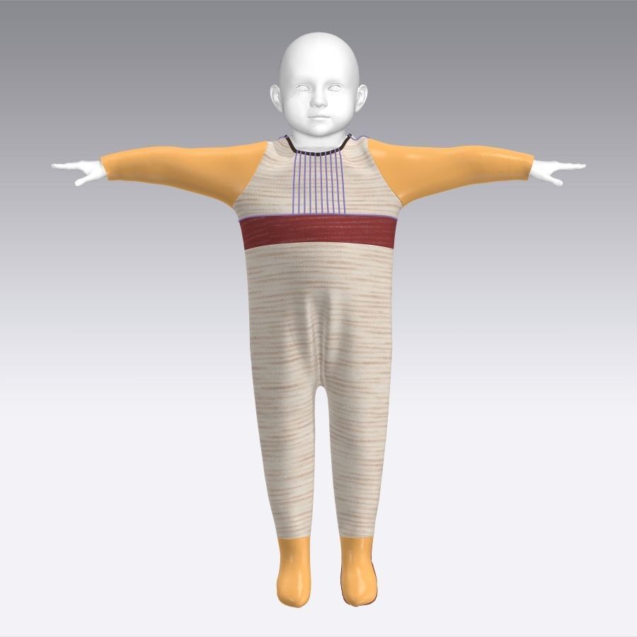 Baby Romper rigged model Low-poly 3D model_17