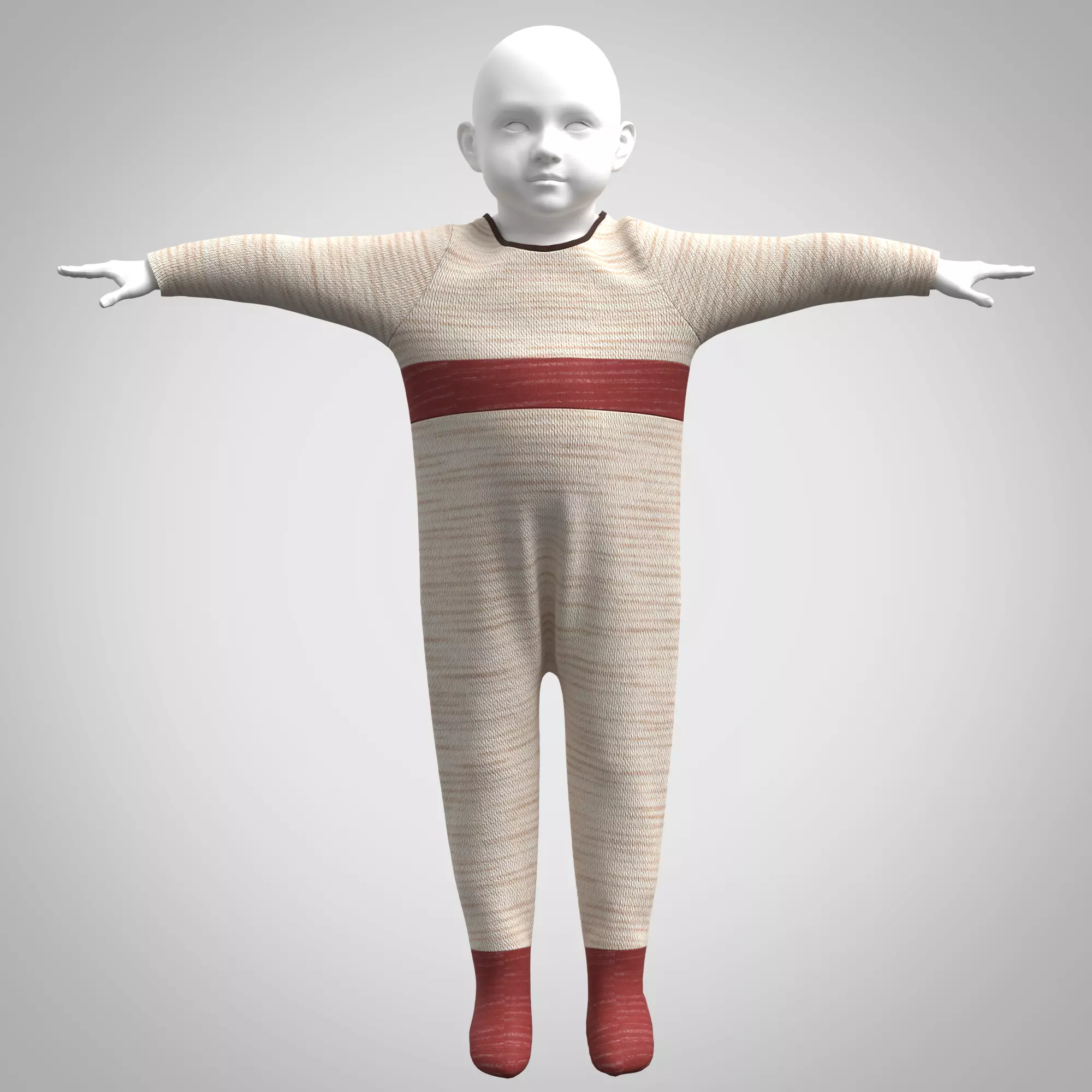 Baby Romper rigged model Low-poly 3D model_0