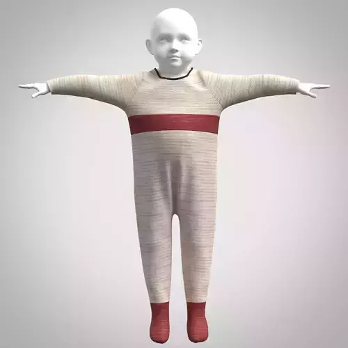 Baby Romper  rigged model  Low-poly 3D model