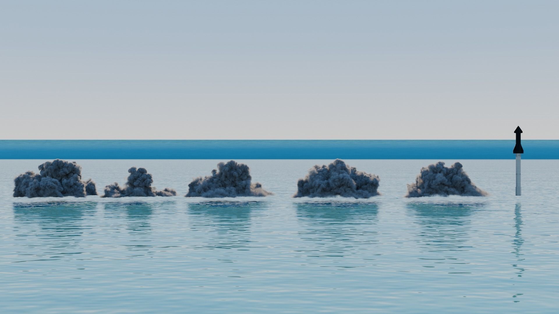 Sky with Clouds and Starship 4 Free low-poly 3D model_1