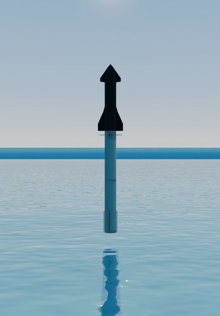 Sky with Clouds and Starship 4 Free low-poly 3D model_2