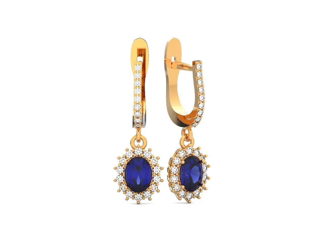set Earring and ring  oval Style Dangle 3D Model Collection_17