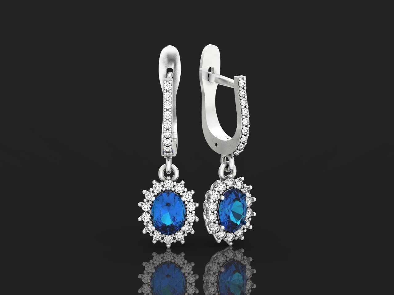 set Earring and ring  oval Style Dangle 3D Model Collection_25