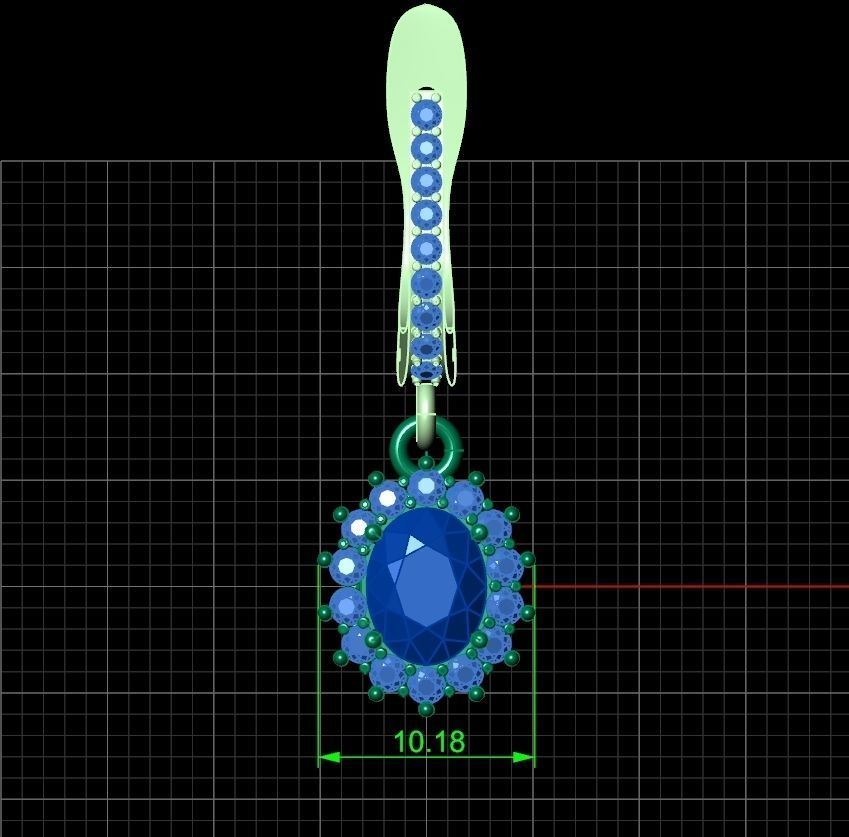set Earring and ring  oval Style Dangle 3D Model Collection_12