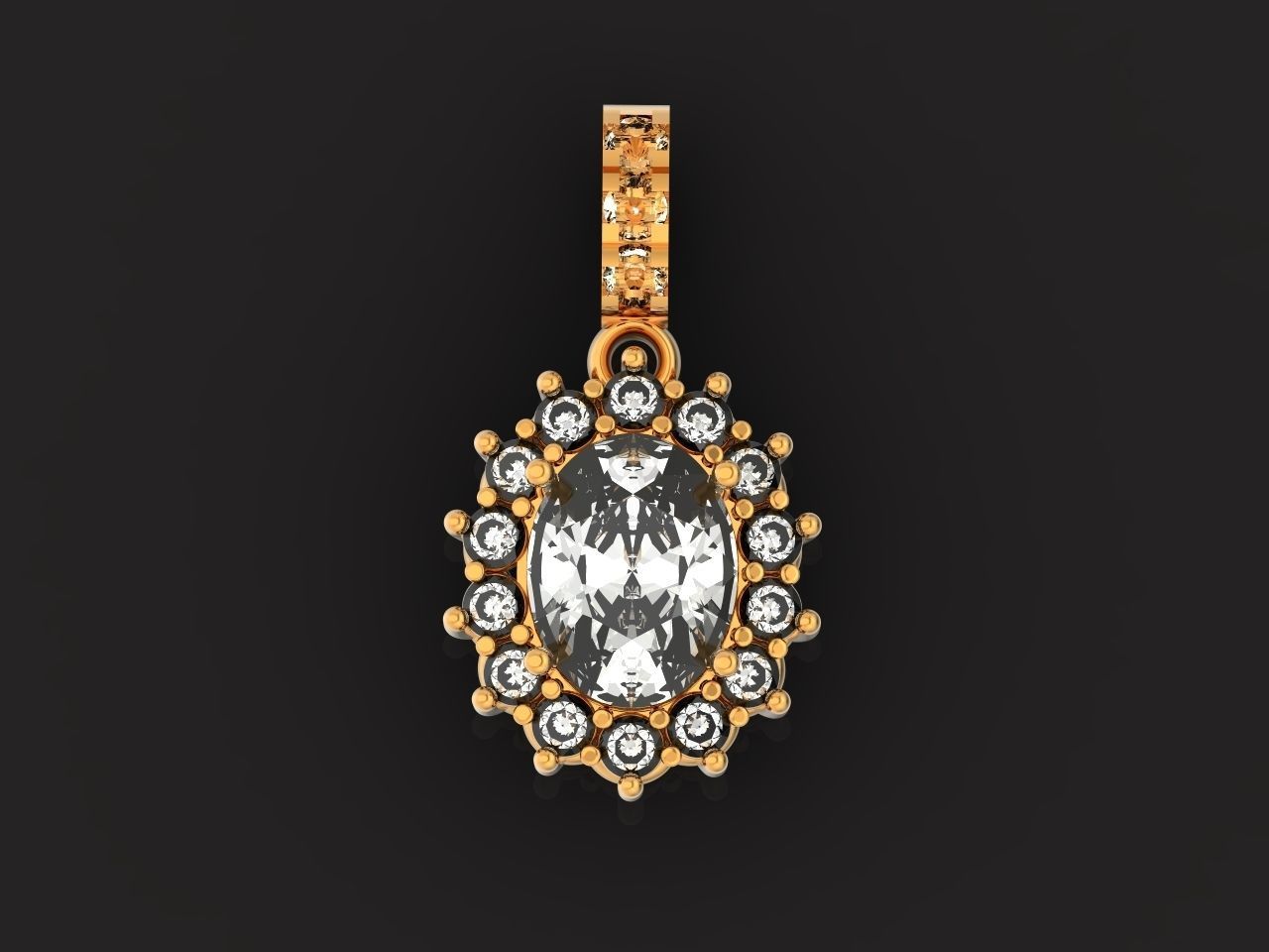 set Earring and ring  oval Style Dangle 3D Model Collection_35