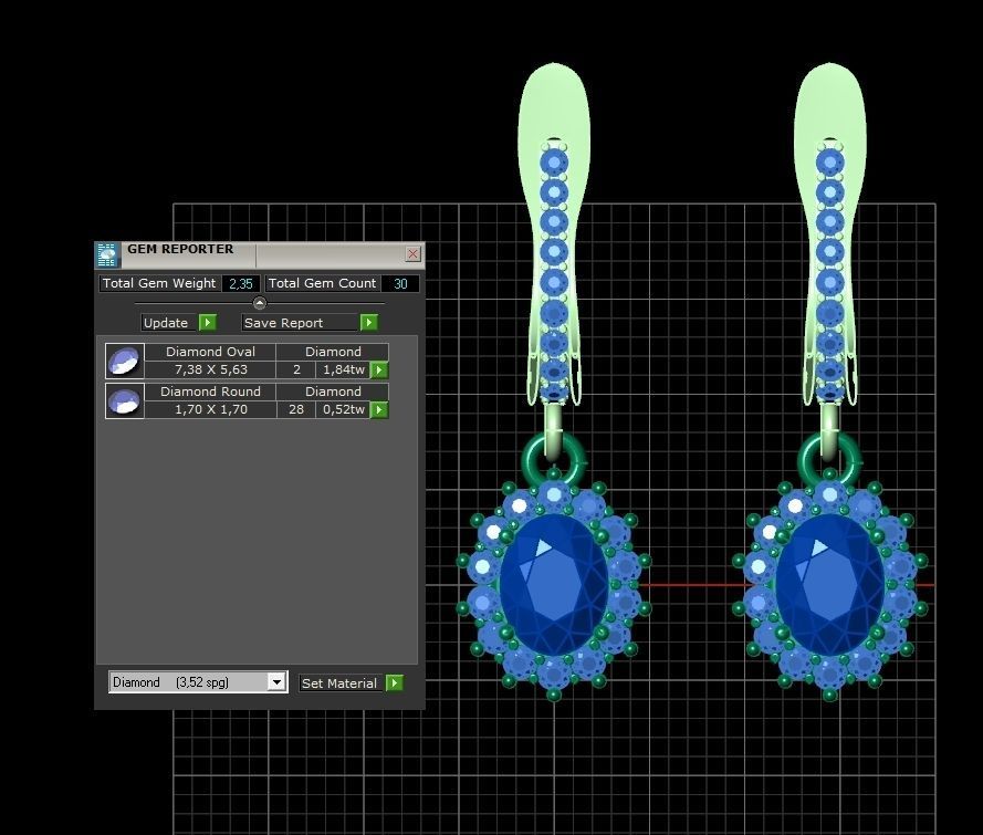 set Earring and ring  oval Style Dangle 3D Model Collection_4