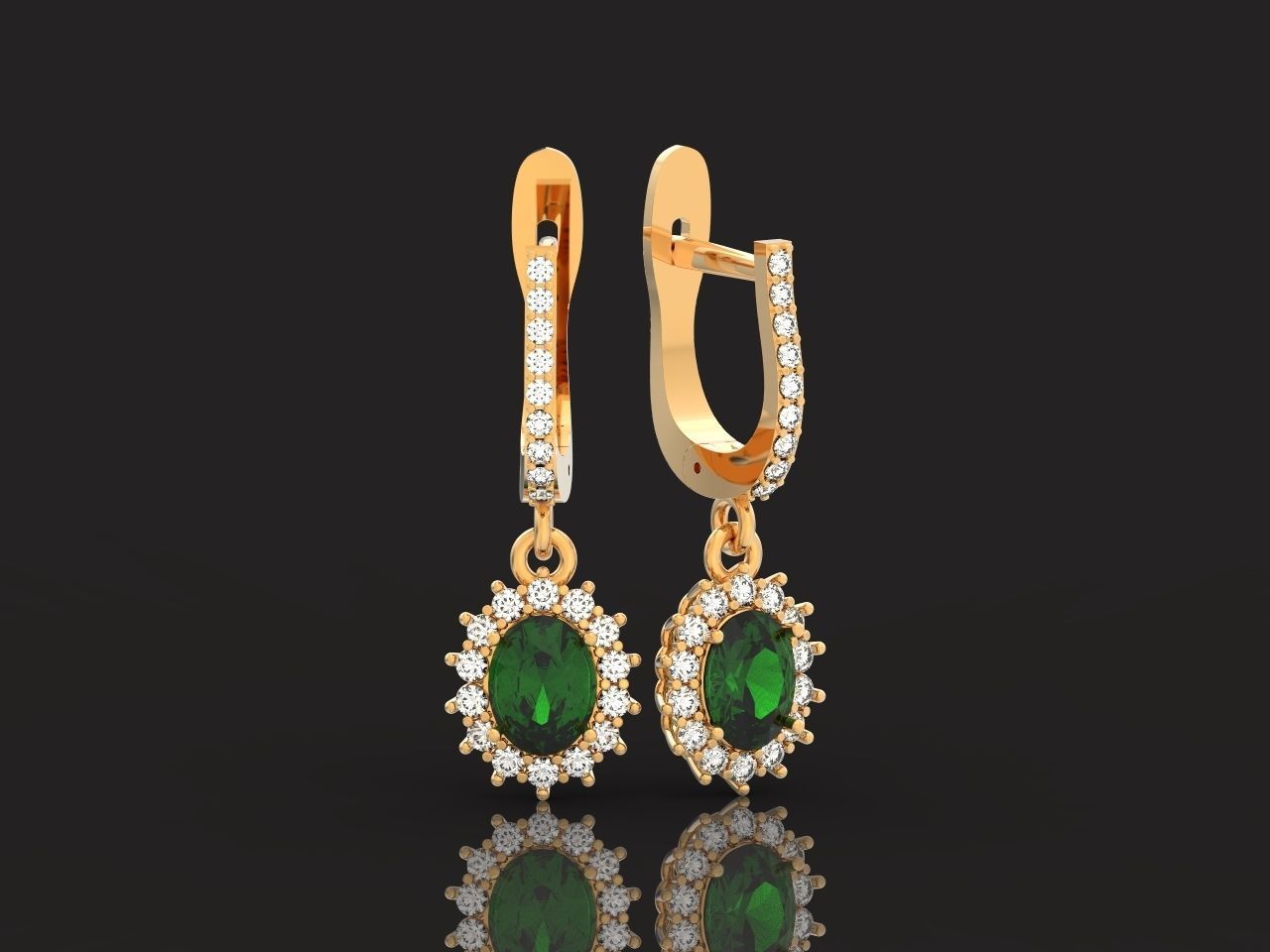 set Earring and ring  oval Style Dangle 3D Model Collection_24