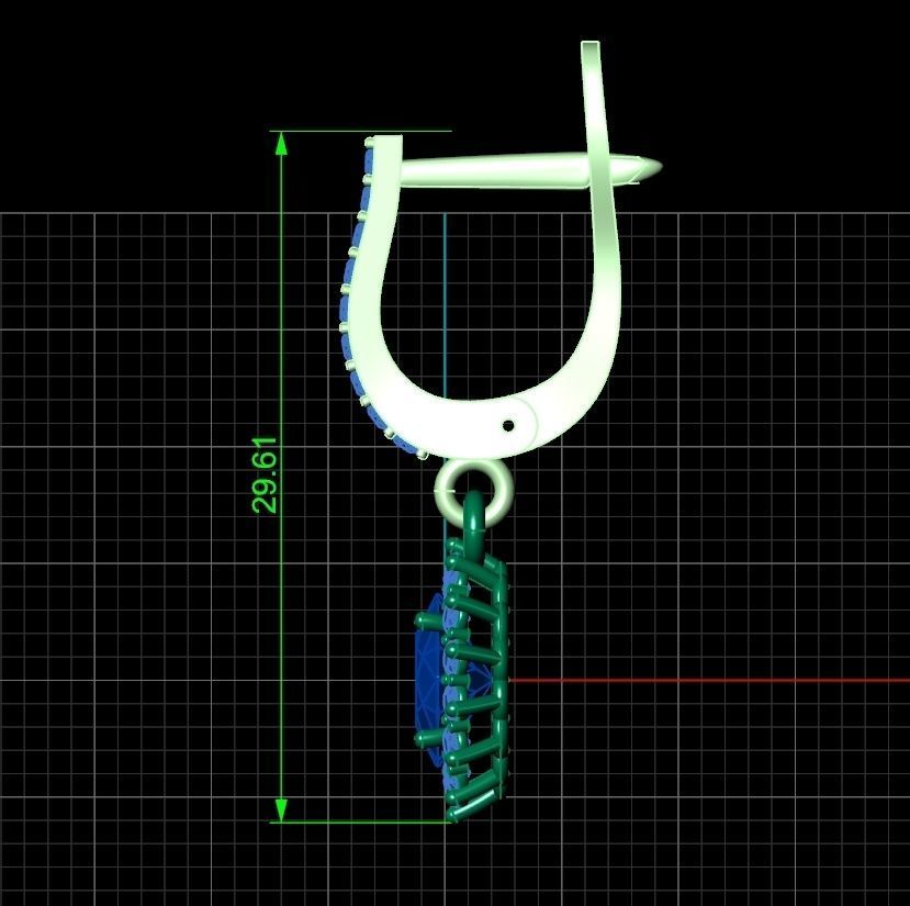 set Earring and ring  oval Style Dangle 3D Model Collection_11