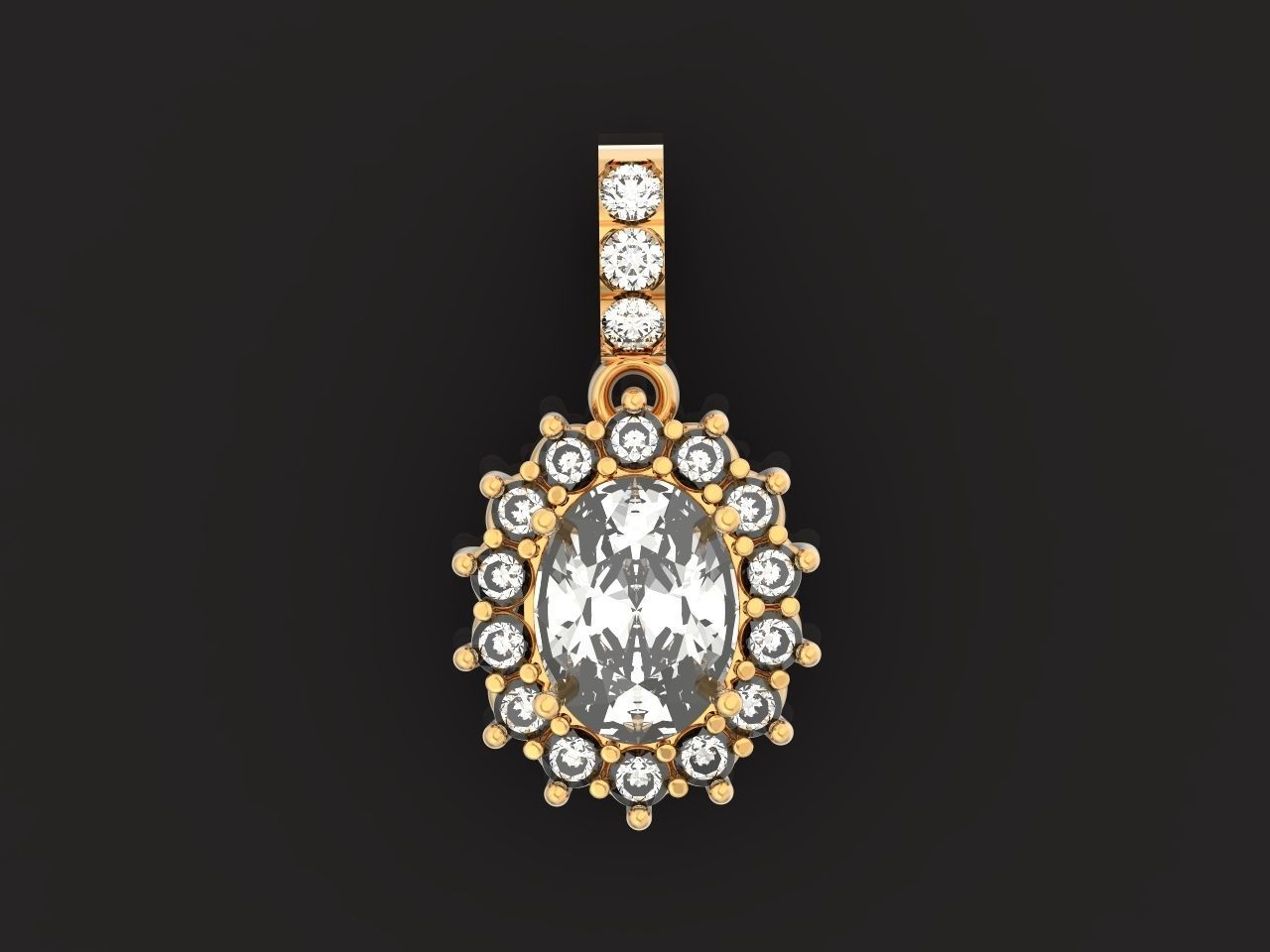 set Earring and ring  oval Style Dangle 3D Model Collection_2