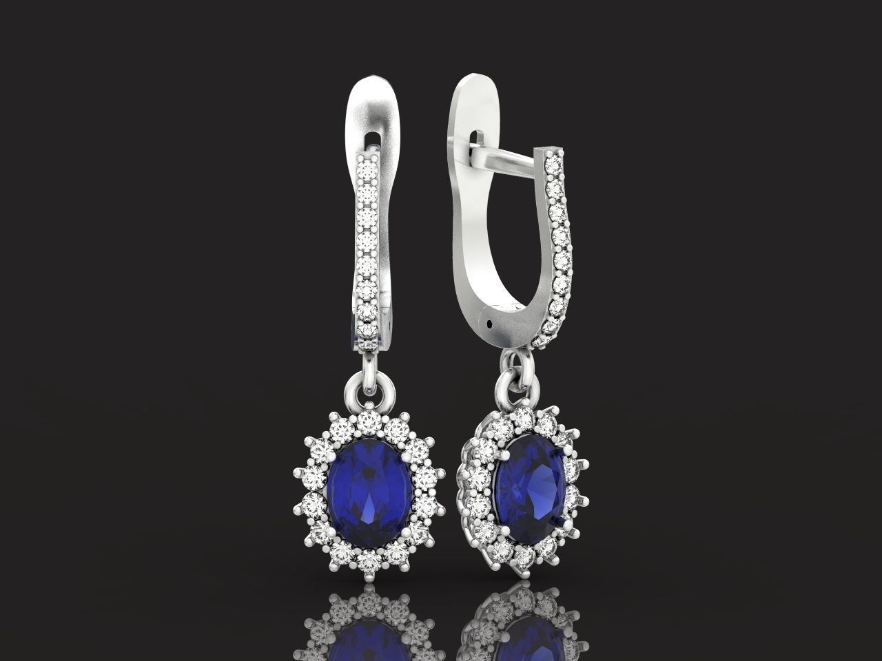 set Earring and ring  oval Style Dangle 3D Model Collection_23