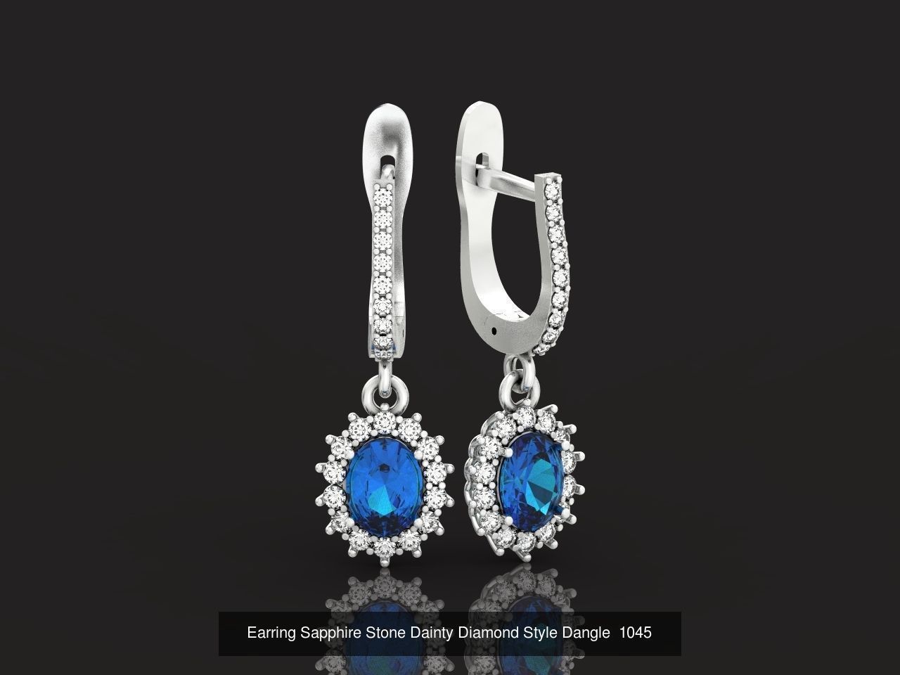 set Earring and ring  oval Style Dangle 3D Model Collection_8