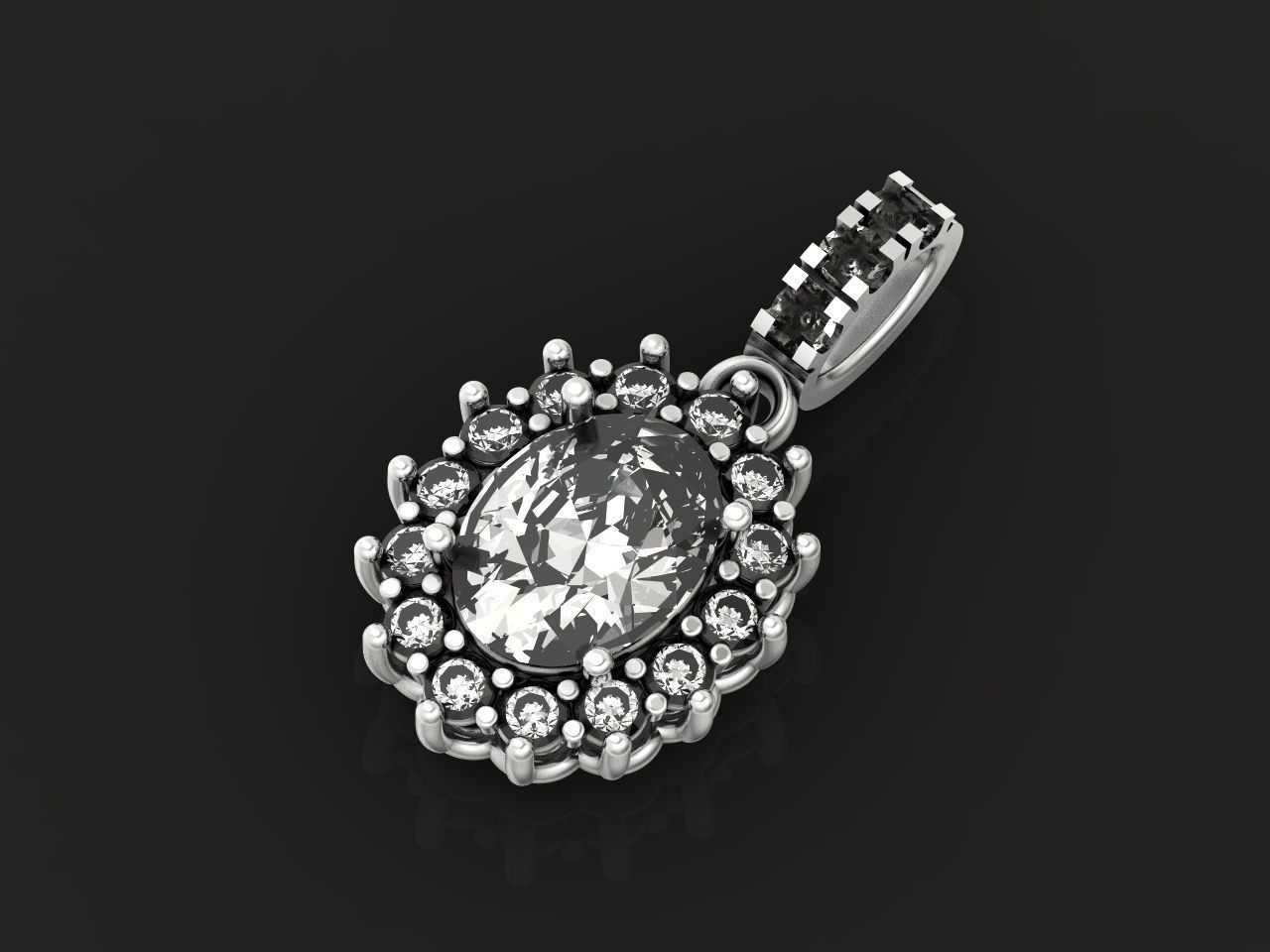 set Earring and ring  oval Style Dangle 3D Model Collection_42