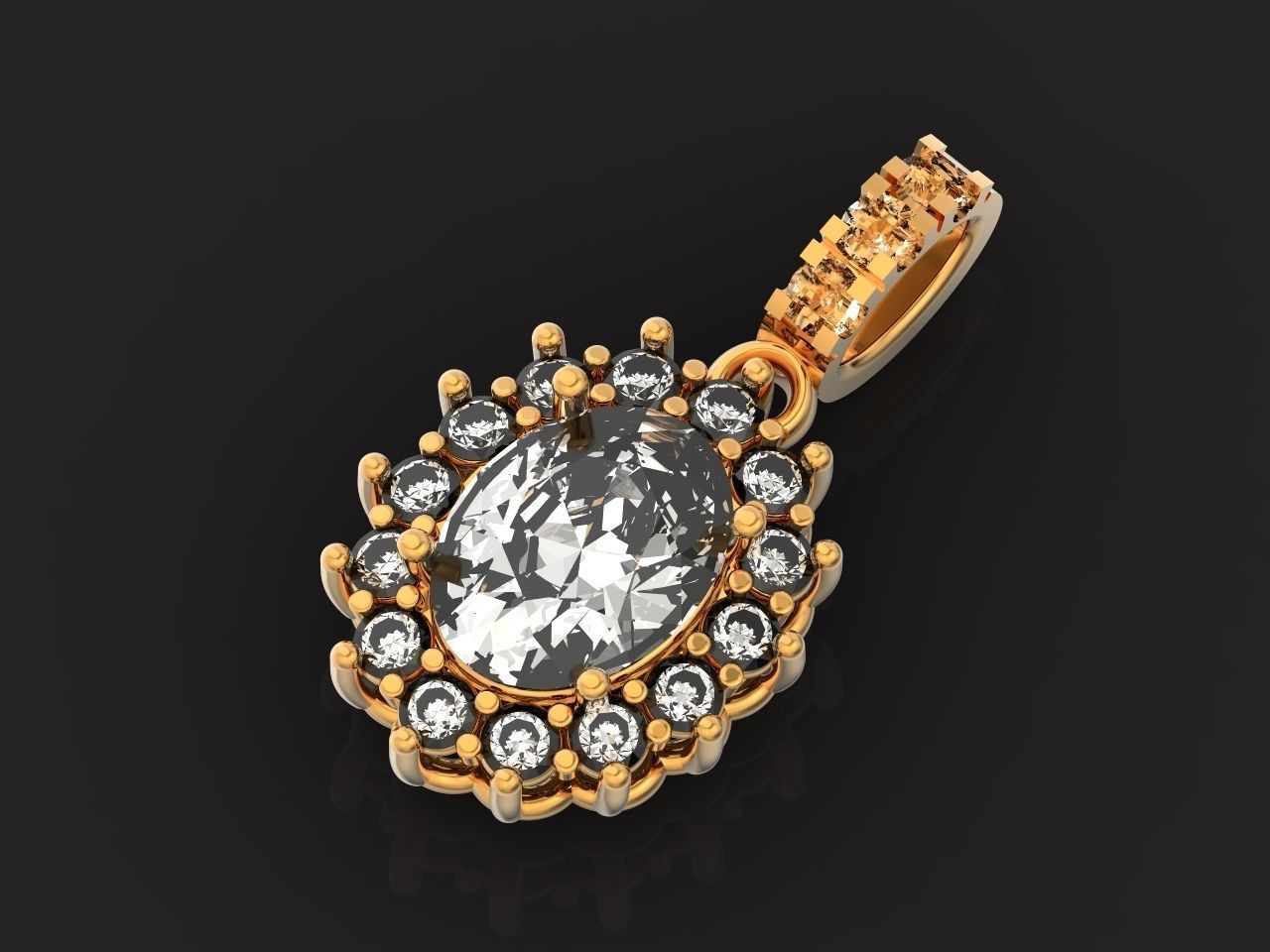 set Earring and ring  oval Style Dangle 3D Model Collection_33