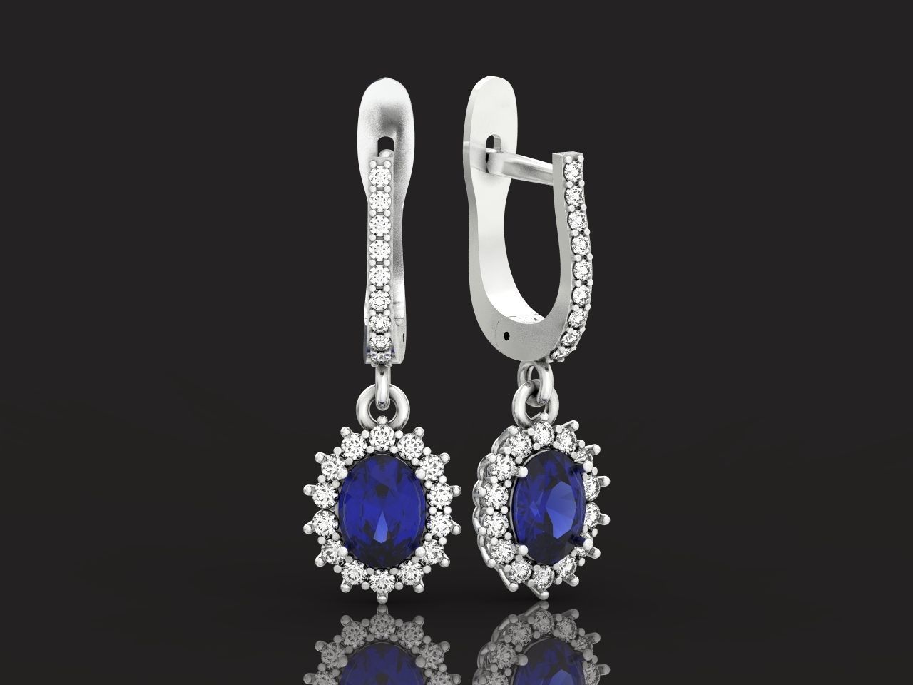 set Earring and ring  oval Style Dangle 3D Model Collection_15
