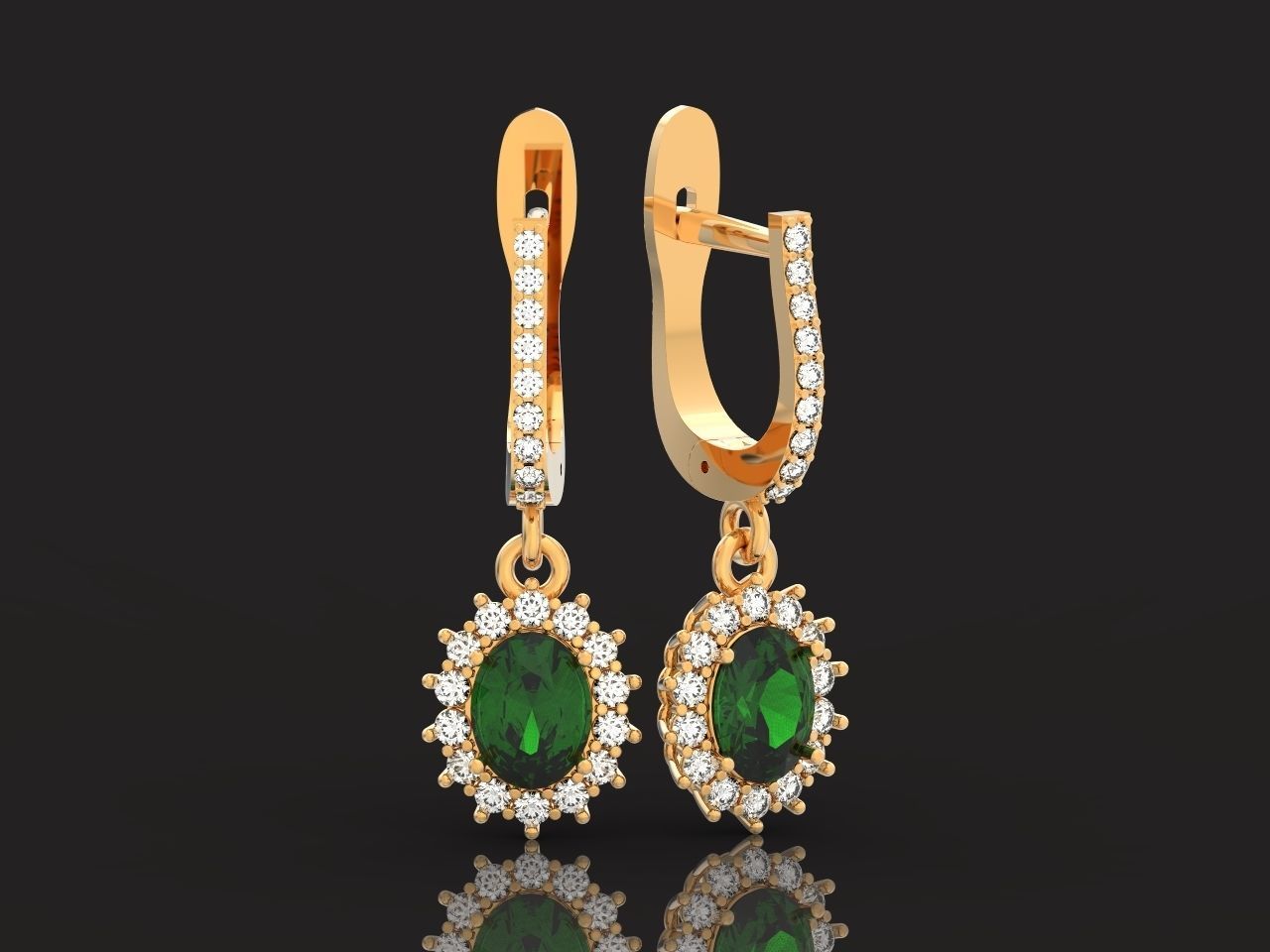 set Earring and ring  oval Style Dangle 3D Model Collection_21